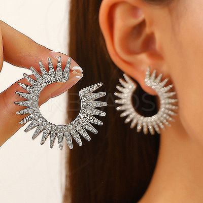 304 Stainless Steel Rhinestone Stud Earrings FS-WG82045-05-1