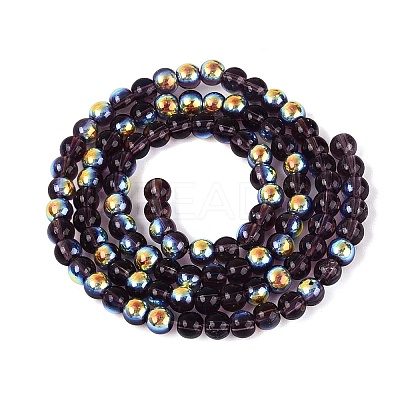 Electroplate Transparent Glass Beads Strands EGLA-Q132-4MM-A13-1