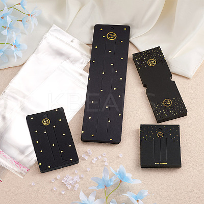 80Pcs 4 Style Rectangle Cardboard Jewelry Display Cards CDIS-YS0001-04-1