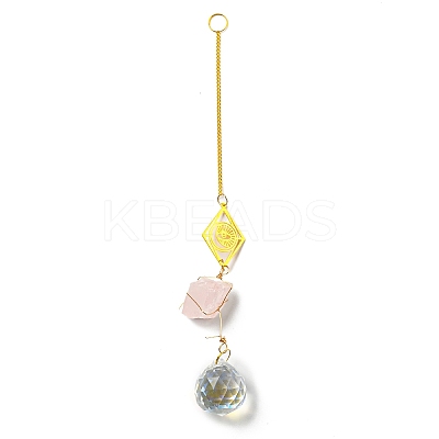 Wire Wrapped Nuggets Natural Quartz Crystal Pendant Decorations HJEW-C008-01B-G-1