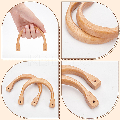 2Pcs Wooden U-shaped Bag Handles FIND-WR0008-22-1