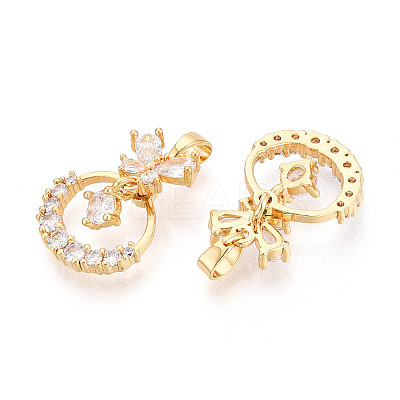 Brass Micro Pave Cubic Zirconia Pendants KK-N272-09G-1