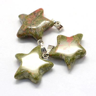Star Natural Unakite Pendants G-Q367-15-1