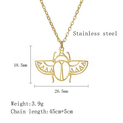 304 Stainless Steel Geometric Artistic Hollow Animal Pendant Necklaces JK0174-6-1