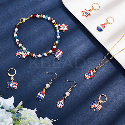 12Pcs 6 Style America Style Alloy Enamel Star Charms Locking Stitch Makers HJEW-PH01588-1