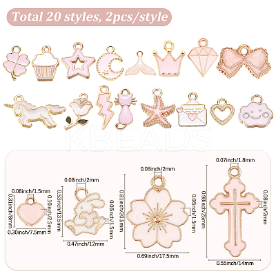 40Pcs 20 Styles Alloy Enamel Pendants ENAM-SC0010-01-1