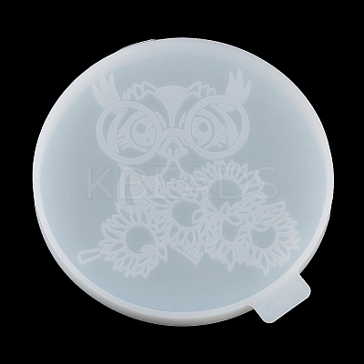 Flat Round with Owl & Flower DIY Cup Mat Silicone Molds SIL-F007-06C-1