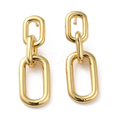 Rack Plating Brass Hollow Oval Dangle Stud Earrings for Women EJEW-Z019-13G-1