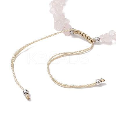 Natural Rose Quartz Chip Nylon Braided Beaded Bracelet Making AJEW-JB01296-01-1