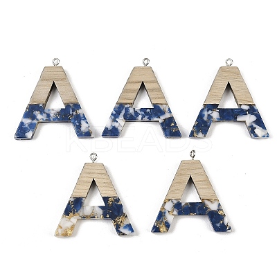 26Pcs Opaque Resin & Wood Pendants RESI-I354-02-1