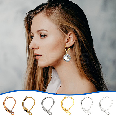 60Pcs 6 Colors Brass Leverback Earring Findings KK-LP0001-24-1