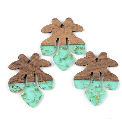 Transparent Resin & Walnut Wood Pendants LS-RESI-S389-051A-B02-1