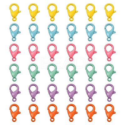 60Pcs 6 Colors Spray Painted Eco-Friendly Alloy Lobster Claw Clasps FIND-YW0001-40-NR-1