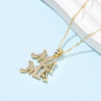 Mother's Day Brass Micro Pave Clear Cubic Zirconia Pendant Necklaces for Women NJEW-Q021-01B-G-1