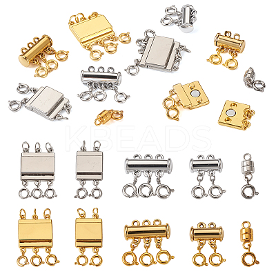 10Pcs 10 Styles Alloy Magnetic Clasps Slide Lock Clasps with Spring Ring Clasps FIND-TA0002-03-1