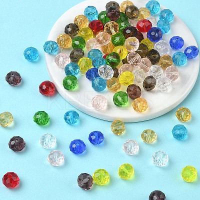 Faceted Rondelle Transparent Glass Beads GLAA-R152-10mm-M1-1
