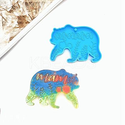 Mother's Day Bear with Flower & Word mama DIY Pendant Silicone Molds SIMO-H004-08-1