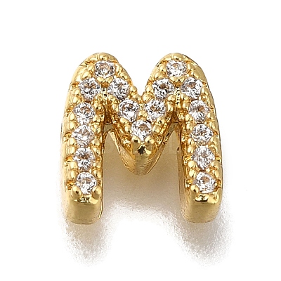 Rack Plating Brass Micro Pave Clear Cubic Zirconia Beads KK-G500-30G-M-1