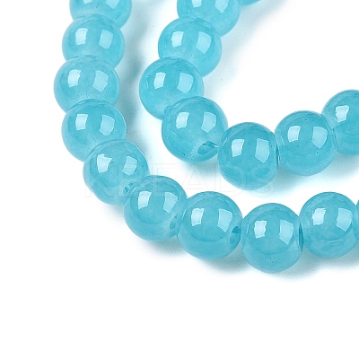 Baking Paint Imitation Jade Glass Round Bead Strands X-DGLA-Q021-6mm-07-1