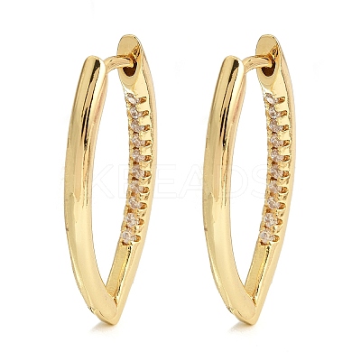 Brass Micro Pave Clear Cubic Zirconia Horse Eye Hoop Earrings EJEW-G446-04A-G-1