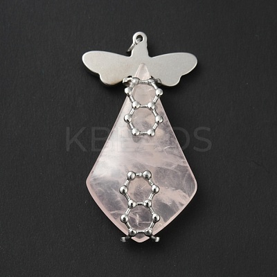 Natural Rose Quartz Pendants G-G870-02P-1