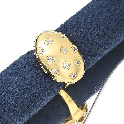 Brass Micro Pave Clear Cubic Zirconia Cuff Rings RJEW-M029-04G-1