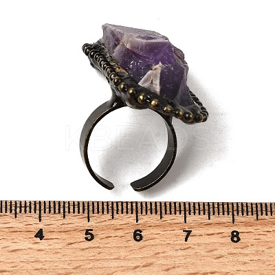 Natural Amethyst Irregular Nugget Open Cuff Rings G-A278-03AB-01-1