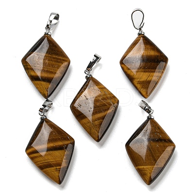 Natural Tiger Eye Pendants G-C066-03G-1