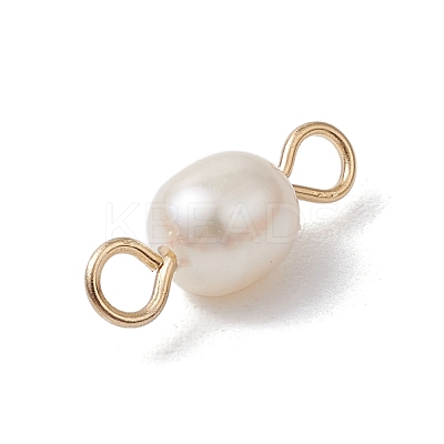 Natural Freshwater Pearl Potato Connector Charms PALLOY-JF03201-01-1