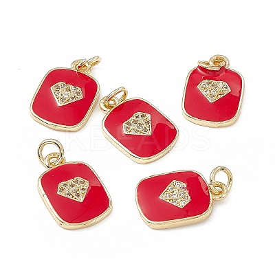 Brass Micro Pave Cubic Zirconia Charms KK-E068-VB442-2-1