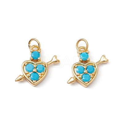 Rack Plating Brass Micro Pave Deep Sky Blue Cubic Zirconia Pendants ZIRC-C040-40G-1