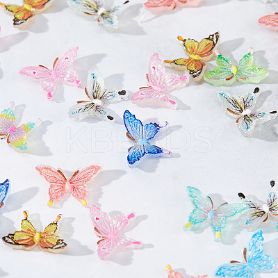 120Pcs 12 Colors Butterfly Resin Cabochon MRMJ-FH0001-44-1