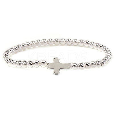 Brass & 304 Stainless Steel Beads Stretch Bracelets Set LS-EI7625-4-1