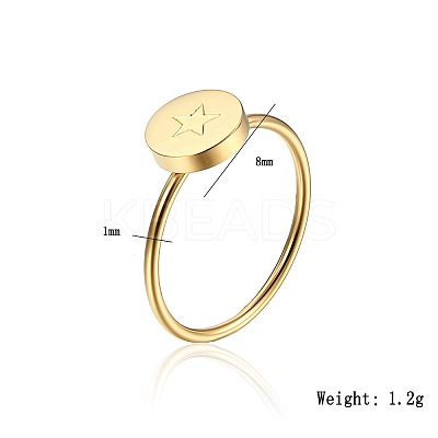 Stylish 304 Stainless Steel Flat Round with Star Ring for Women's Daily Wear GH9687-3-1