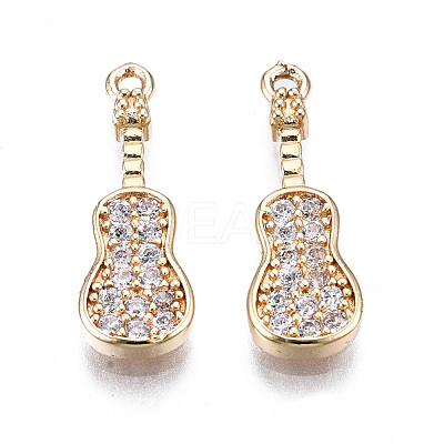 Brass Micro Pave Clear Cubic Zirconia Pendants KK-S359-113-RS-1