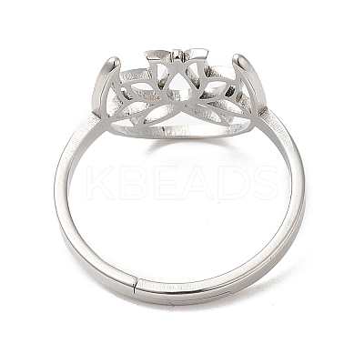 Non-Tarnish 304 Stainless Steel Hollow Lotus Adjustable Ring for Women RJEW-M149-30P-1