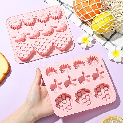 2Pcs Bees & Flower & Honeycomb Shape Silicone Molds ST-CJ0043-008-1