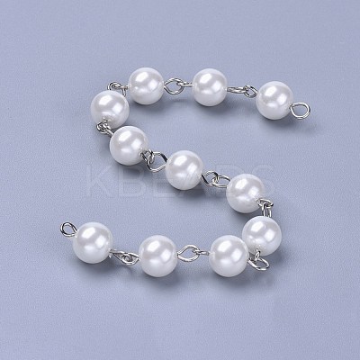Handmade Dyed Glass Pearl Beaded Chains AJEW-JB00486-01-1
