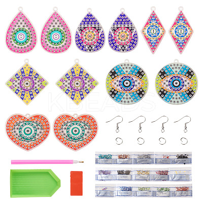 DIY Diamond Acrylic Evil Eye Theme Earrings Kit DIY-TA0005-71-1