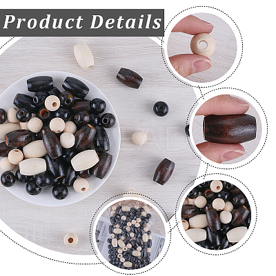 150Pcs Natural Wood Beads WOOD-GF0002-17-1