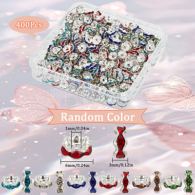 400Pcs Brass Acrylic Rhinestone Spacer Beads RB-SP0001-09A-1