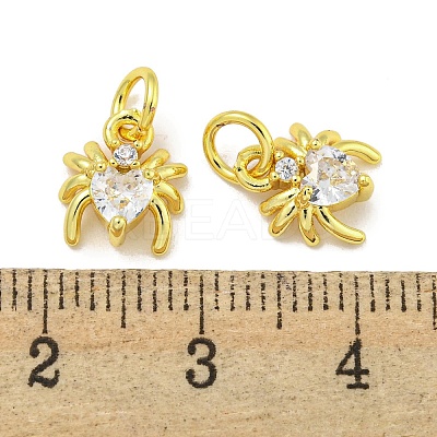 Rack Plating Brass Micro Pave Cubic Zirconia Spider Charms ZIRC-I065-02H-1