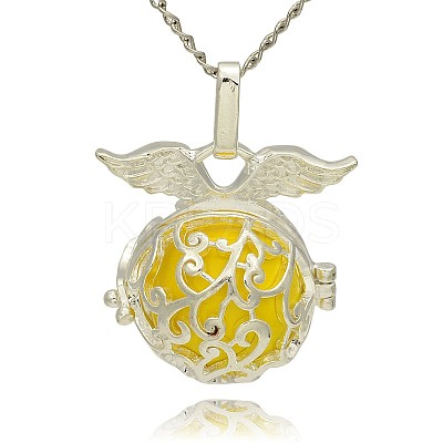 Silver Color Plated Brass Hollow Round Cage Pendants LS-KK-J230-07S-1