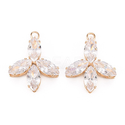 Brass Micro Pave Clear Cubic Zirconia Pendants KK-Q253-002G-A-1