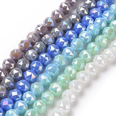 Electroplate Opaque Glass Beads Strands EGLA-H101-01-1