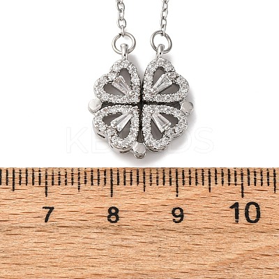 Clover 304 Stainless Steel Rhinestone Pendant Necklaces for Women NJEW-M107-03P-1