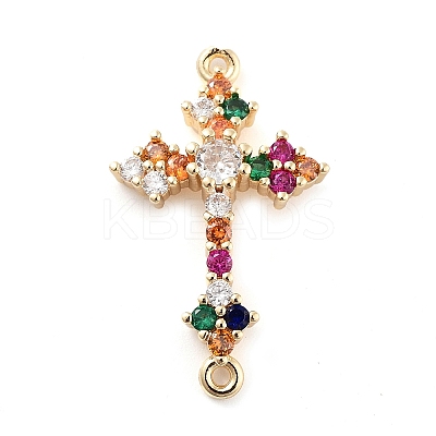 Brass Pave Colorful Glass Connector Charms KK-Q811-04KCG-1