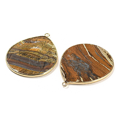 Natural Tiger Eye Pendants G-E526-01H-1