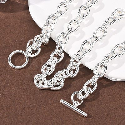9MM 304 Stainless Steel Cable Chain OT Necklaces for Women NJEW-G194-03S-1
