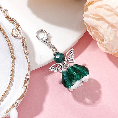 Angel Glass Beaded & Alloy Pendant Decorations HJEW-MZ00189-08-1